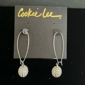 Cookie Lee NWT Genuine Crystal earrings with silver tone.